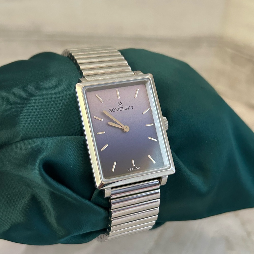 Shinola Rectangular Gradient Blue Dial Stainless Steel Bracelet Watch